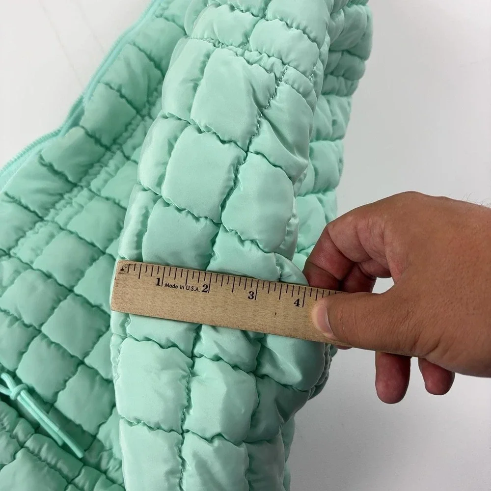 Iris & Rainbow Shoulder Bag Womens Large Green Quilted Puffer Zip Pockets